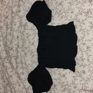 Abercrombie and Fitch Black off the shoulder smocked puff sleeve top xs